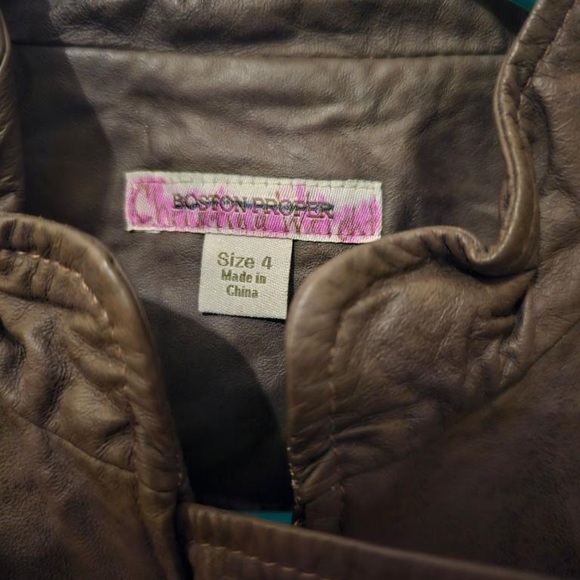 Boston Proper Peplum Ruffle Leather Jacket - Picture 2 of 2